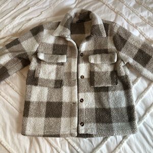 Shein Small Gingham Fuzzy Jacket